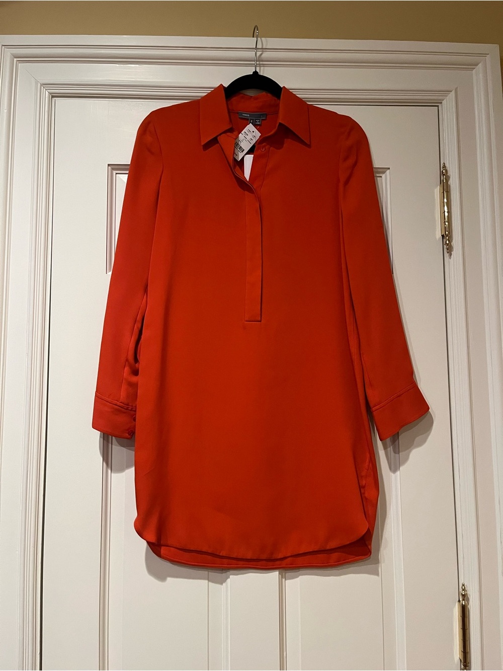Vince Bright Orange Long-Sleeve Tunic Shirt